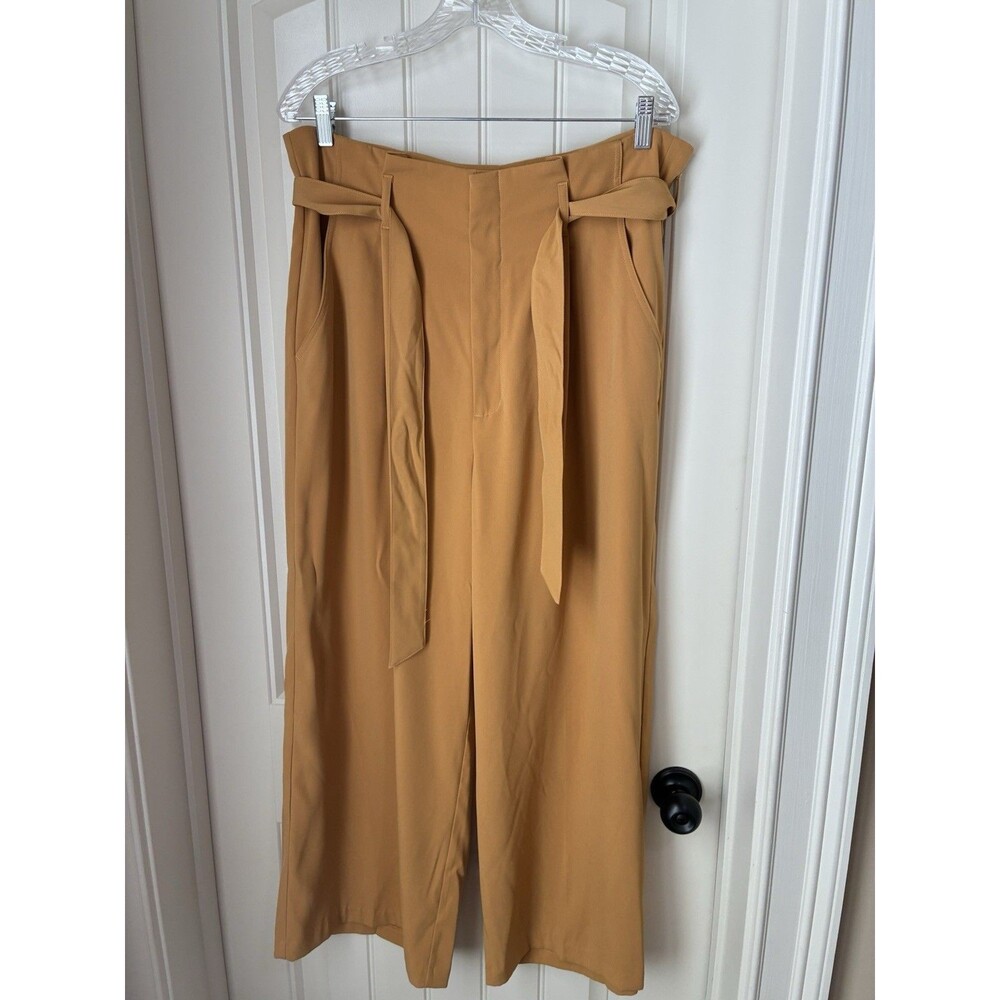 Gibson & Latimer Womens Wide Leg Pants Size  14 Mustard Yellow Tie Waist Boho